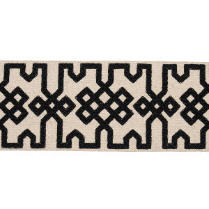 Knotted Trellis Tape Black On Unbleached 80880 by Schumacher Trim