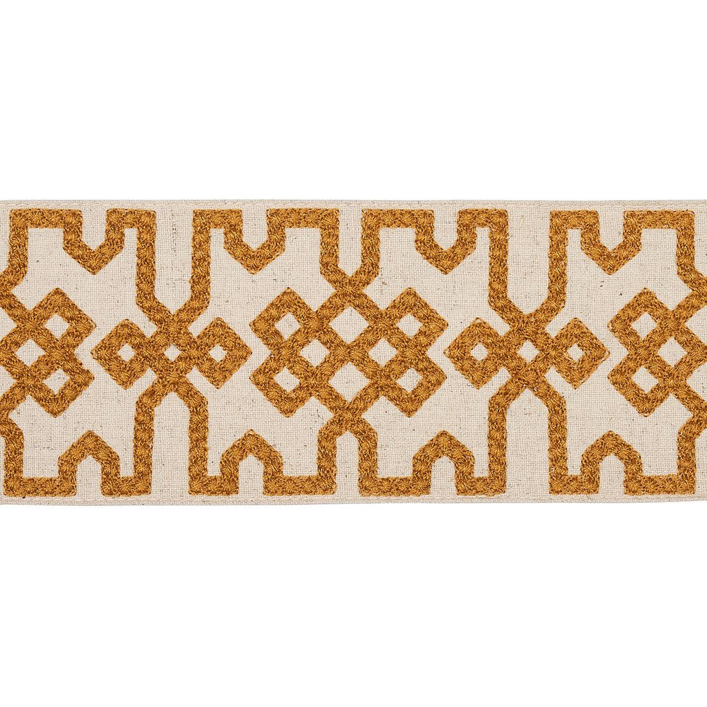 Knotted Trellis Tape Ocher On Unbleached 80882 by Schumacher Trim Orient Express - Fabric Carolina -