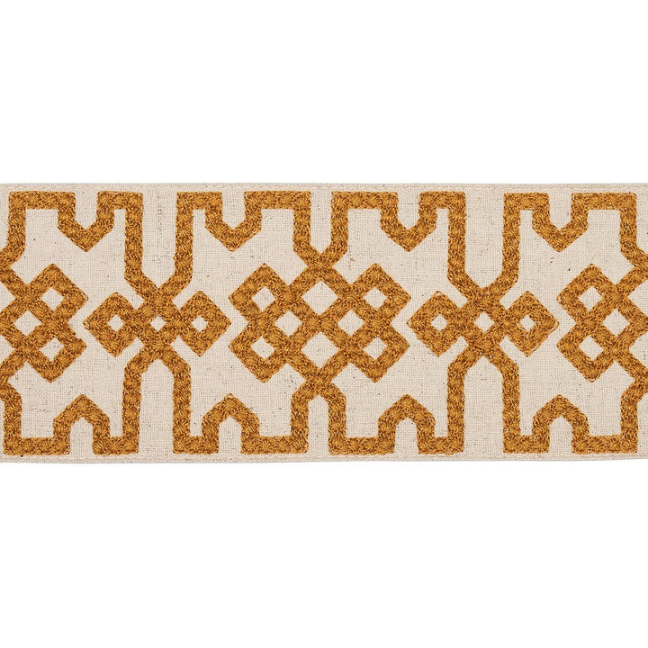 Knotted Trellis Tape Ocher On Unbleached 80882 by Schumacher Trim Orient Express - Fabric Carolina -