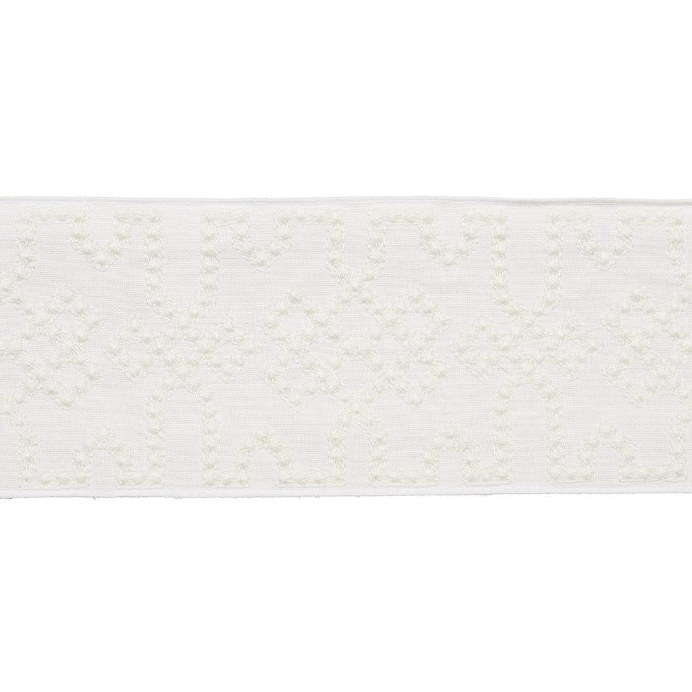Knotted Trellis Tape White On White 80884 by Schumacher Trim Orient Express - Fabric Carolina -