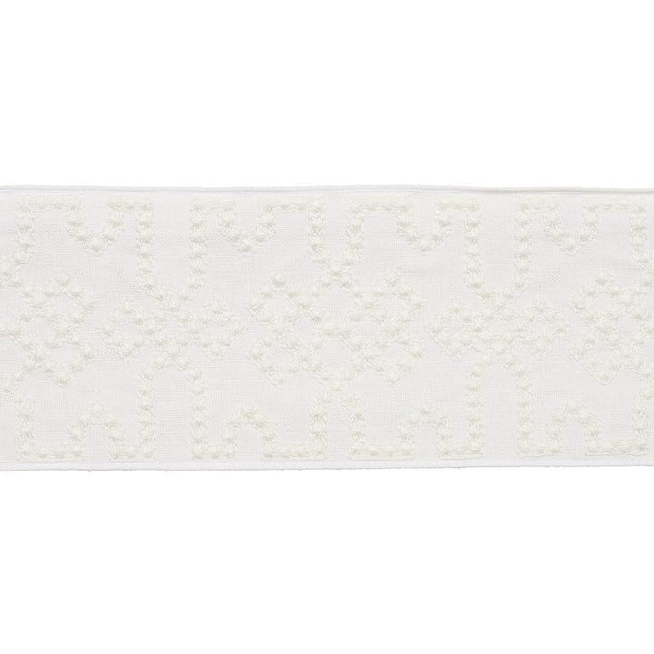 Knotted Trellis Tape White On White 80884 by Schumacher Trim Orient Express - Fabric Carolina -