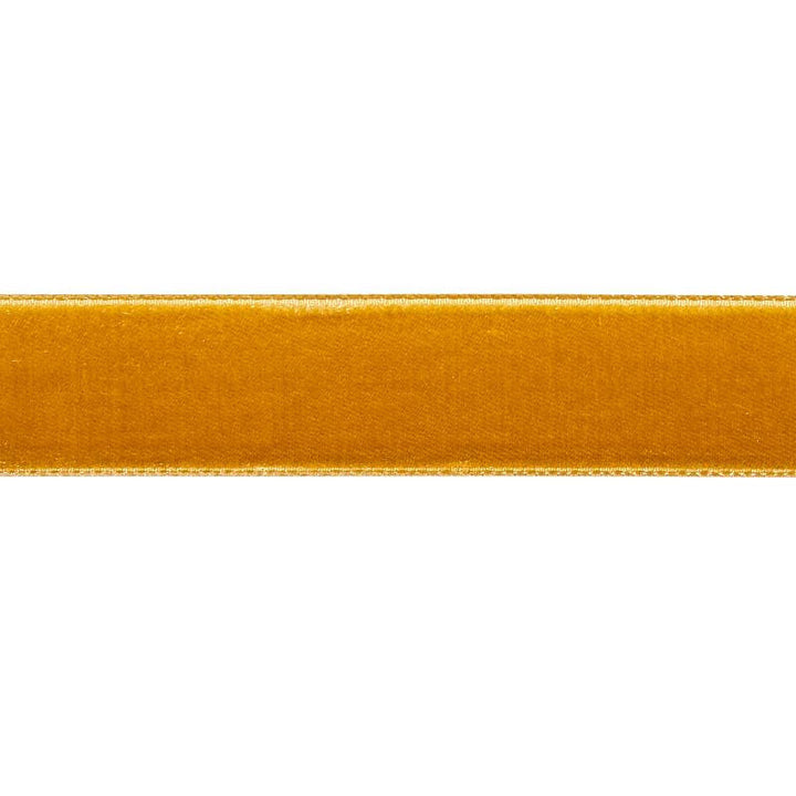 Velvet Tape Medium Gold 80946 by Schumacher Designer Trim Perfect Basics: Velvet Tapes - Swanky Fabrics -