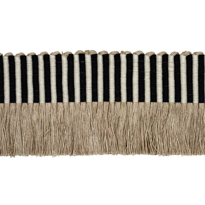 Graphic Fringe Black 81212 by Schumacher Designer Trim Embroidered And Embellished Trims - Swanky Fabrics -