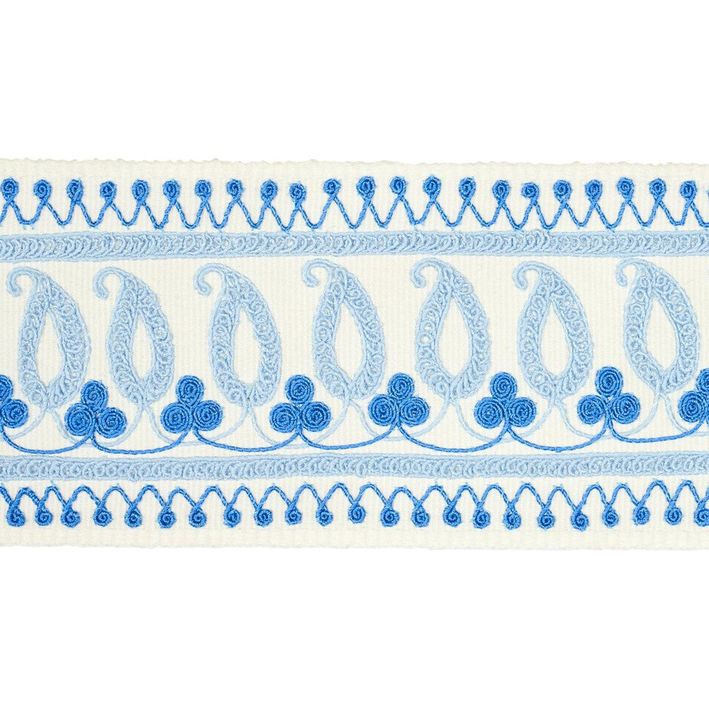 Paisley Embroidered Tape Blues 81230 by Schumacher Trim Embroidered And Embellished Trims - Fabric Carolina -