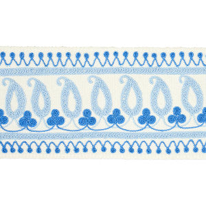 Paisley Embroidered Tape Blues 81230 by Schumacher Trim