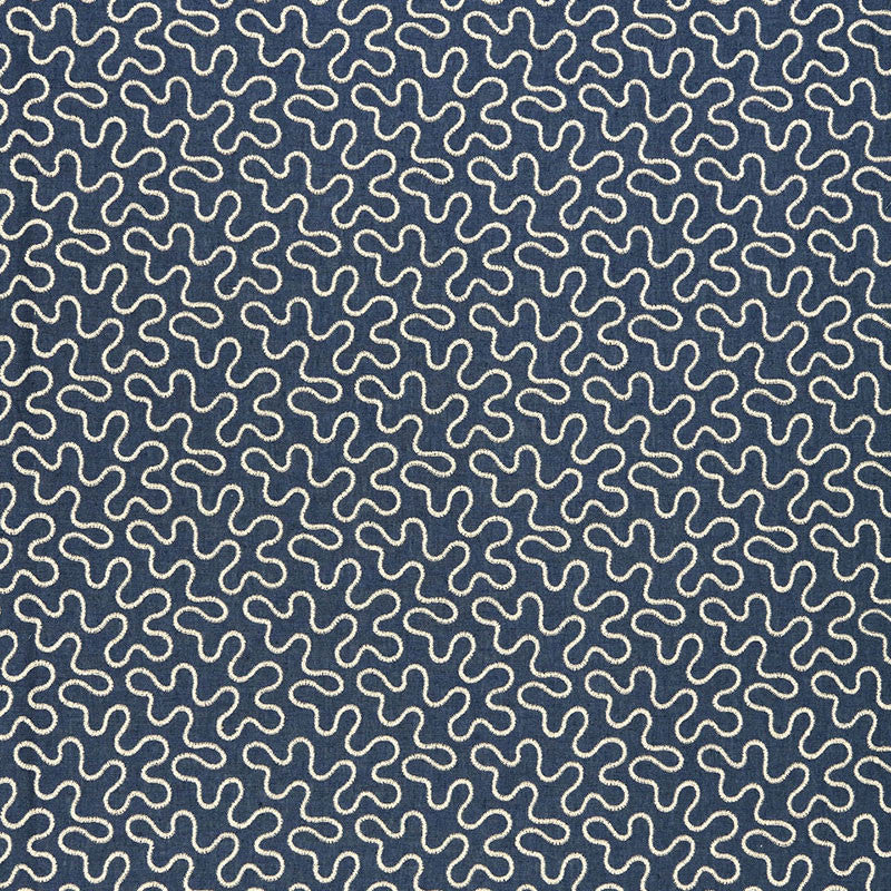 Meander Embroidery Indigo 67600 by Schumacher Fabric AU NATUREL 2 LINEN 67% VISCOSE RAYON 30% INDIA MARTINDALE 8,000 </p><p>Repeat: Horizontal: 6 1/2" (17CM) and Vertical: 4 1/4" (11CM) 51.75 - Fabric Carolina -