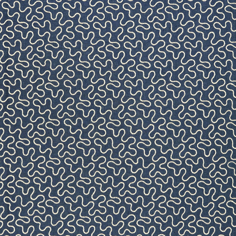 Meander Embroidery Indigo 67600 by Schumacher Designer Fabric AU NATUREL 2 See Sample INDIA . </p><p>Repeat: Horizontal: 6 1/2" (17CM) and Vertical: 4 1/4" (11CM) 51 3/4" WIDE (131CM) - Swanky Fabrics -