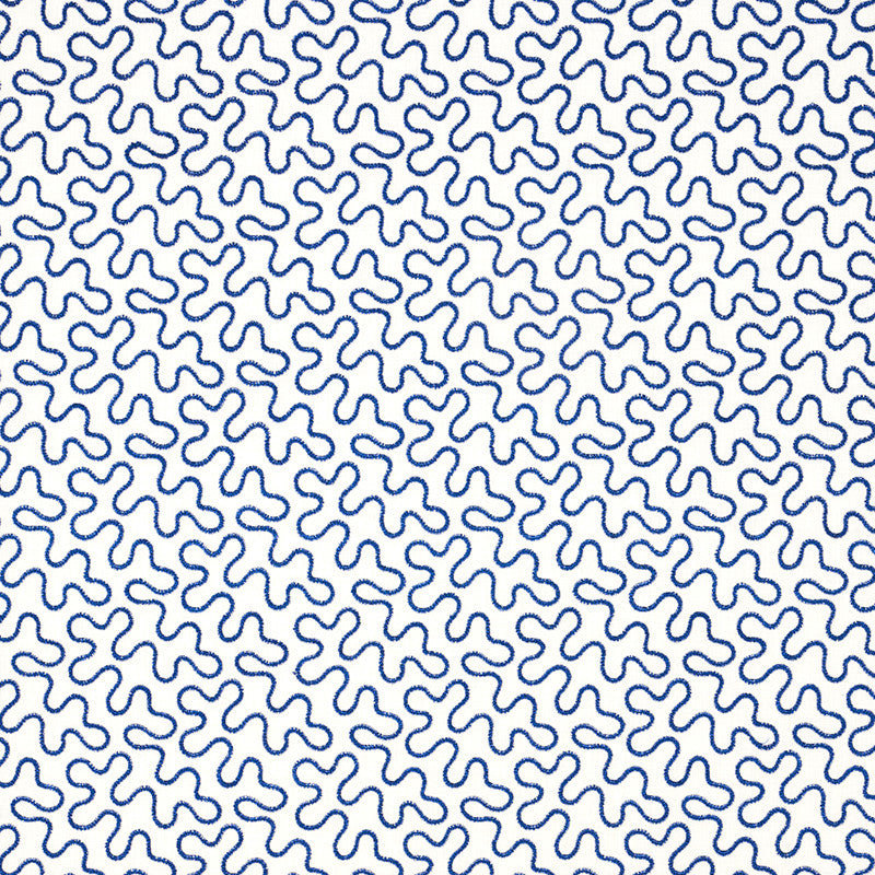 Meander Embroidery Blue On Ivory 67603 by Schumacher Fabric HAPPY TOGETHER II LINEN 67% VISCOSE RAYON 30% INDIA </p><p>Repeat: Horizontal: 6 1/2" (17CM) and Vertical: 4 1/4" (11CM) 51.75 - Fabric Carolina -