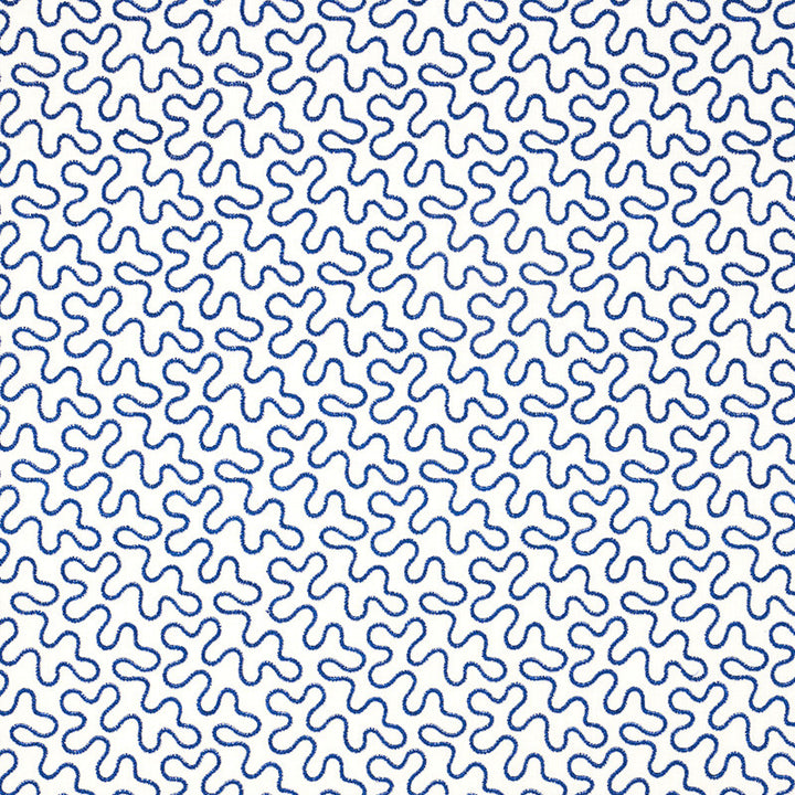Meander Embroidery Blue On Ivory 67603 by Schumacher Fabric HAPPY TOGETHER II LINEN 67% VISCOSE RAYON 30% INDIA </p><p>Repeat: Horizontal: 6 1/2" (17CM) and Vertical: 4 1/4" (11CM) 51.75 - Fabric Carolina -