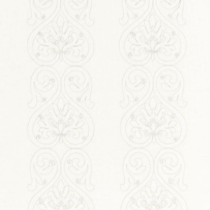 Medici Embroidery Blanc 67640 by Schumacher Fabric ESSENTIALS: SHEERS & CASEMENTS II LINEN 95% VISCOSE 5% INDIA </p><p>Repeat: Horizontal: 13" (33CM) and Vertical: 11 1/2" (29CM) 52 - Fabric Carolina -