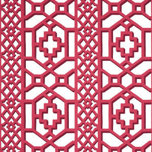 Zanzibar Trellis Laquer Red 5006948 by Schumacher Wallpaper