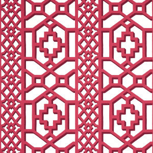 Zanzibar Trellis Laquer Red 5006948 by Schumacher Wallpaper