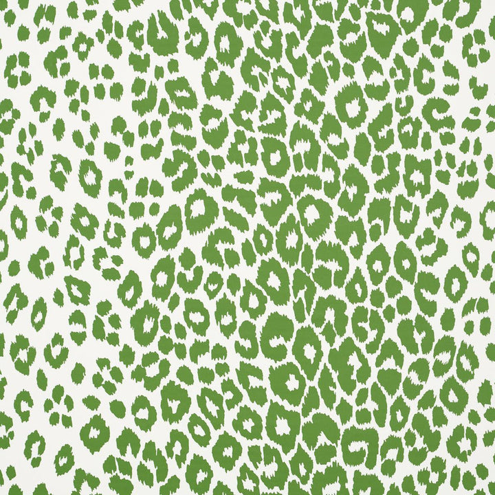 Iconic Leopard Green 5007015 by Schumacher Designer Wallpaper Preppy Chic 27.0" - Swanky Fabrics -
