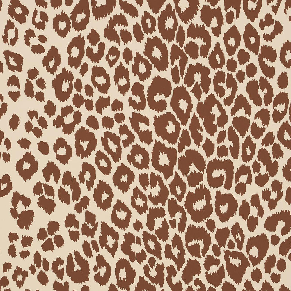 Iconic Leopard Brown On Neutral 5007019 by Schumacher Wallpaper Preppy Chic 27.0" - Fabric Carolina -