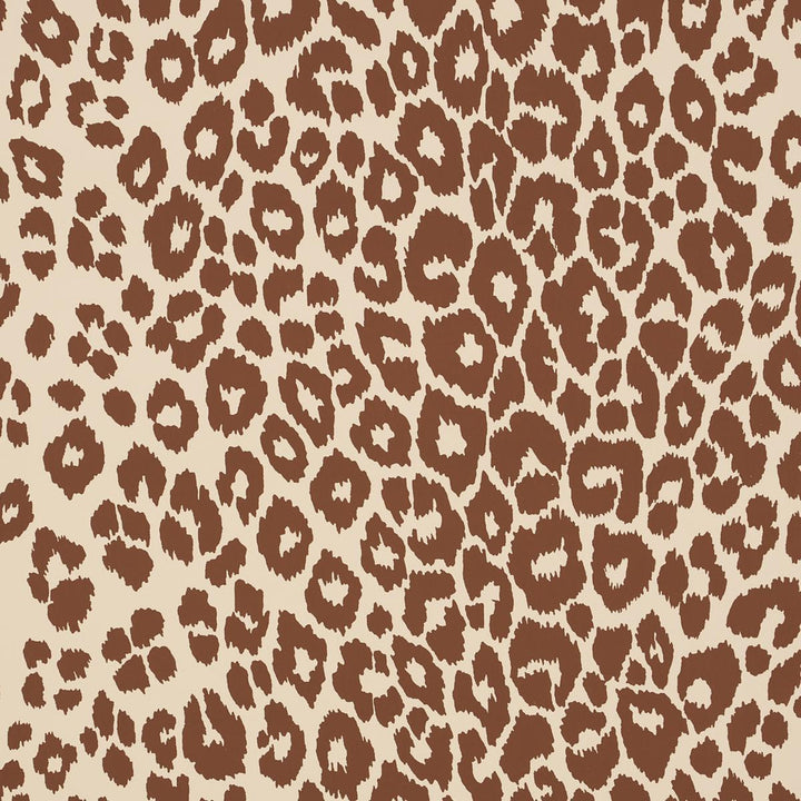 Iconic Leopard Brown On Neutral 5007019 by Schumacher Wallpaper Preppy Chic 27.0" - Fabric Carolina -