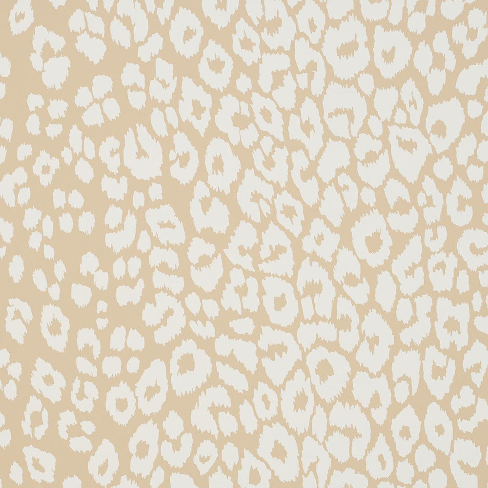 Iconic Leopard Ivory On Neutral 5007020 by Schumacher Designer Wallpaper Preppy Chic 27.0" - Swanky Fabrics -
