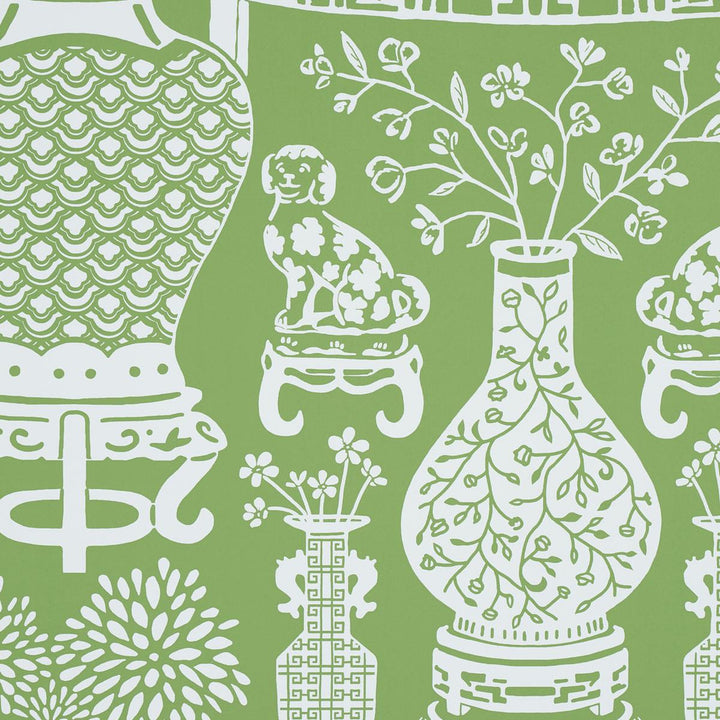 Hellene Green 5010552 by Schumacher Wallpaper Preppy Chic 27.5" - Fabric Carolina -