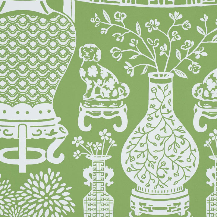 Hellene Green 5010552 by Schumacher Designer Wallpaper Preppy Chic 27.5" - Swanky Fabrics -