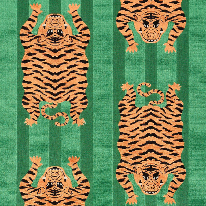 Jokhang Tiger Velvet Green 77233 by Schumacher Fabric Velvet & Velvet Trims 27.0" - Fabric Carolina -