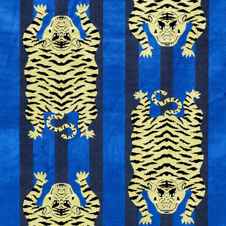 Jokhang Tiger Velvet Blue 77234 by Schumacher Fabric Velvet & Velvet Trims 27.0" - Fabric Carolina -