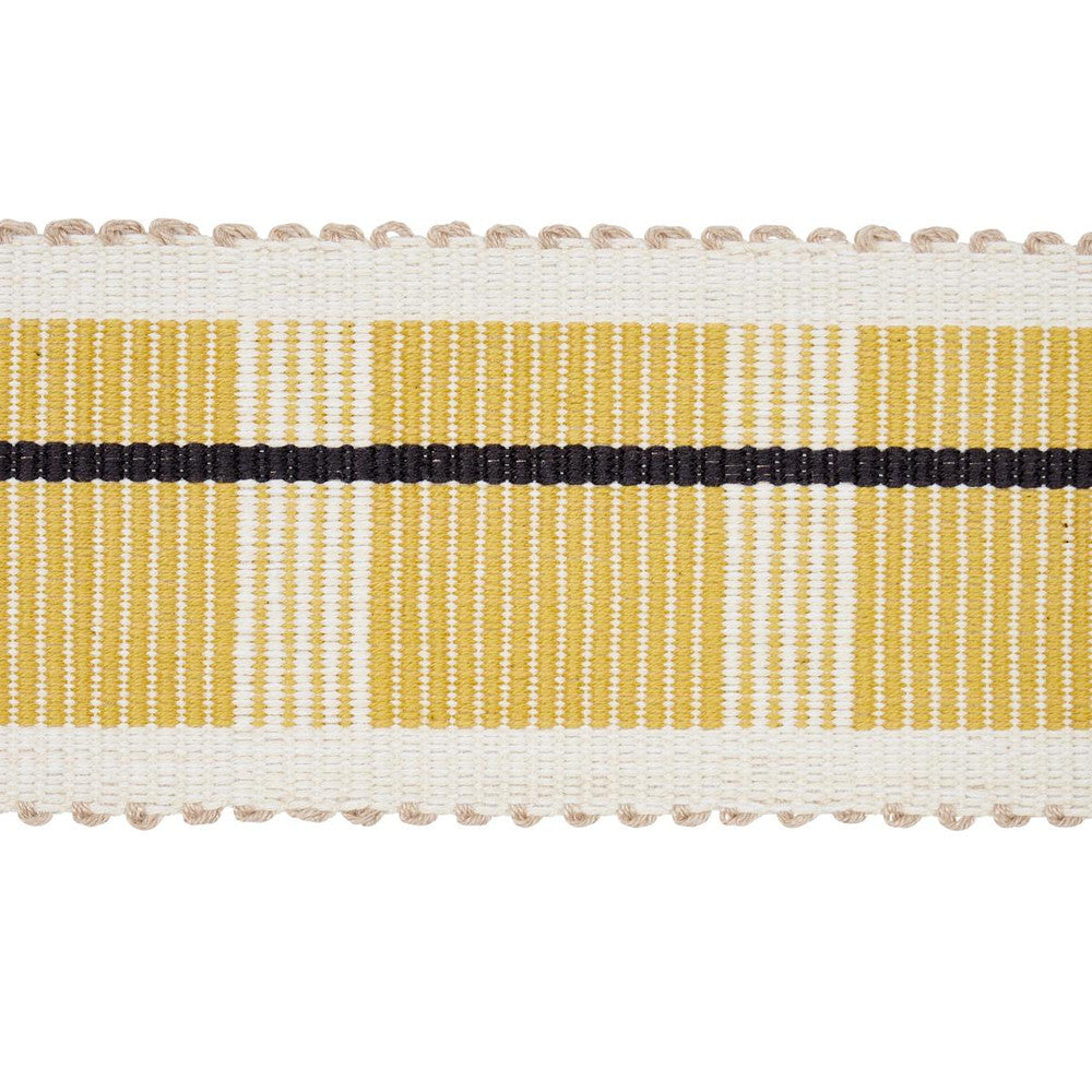 Calcada Tape Medium Maize 79206 by Schumacher Designer Trim Stephanie Seal Brown - Swanky Fabrics -