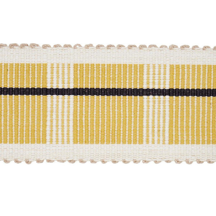 Calcada Tape Medium Maize 79206 by Schumacher Designer Trim Stephanie Seal Brown - Swanky Fabrics -