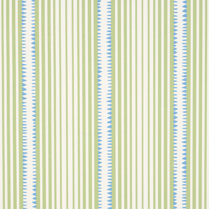 Moncorvo Green & Blue 5008105 by Schumacher Wallpaper Stripes Revisits 27.0" - Fabric Carolina -