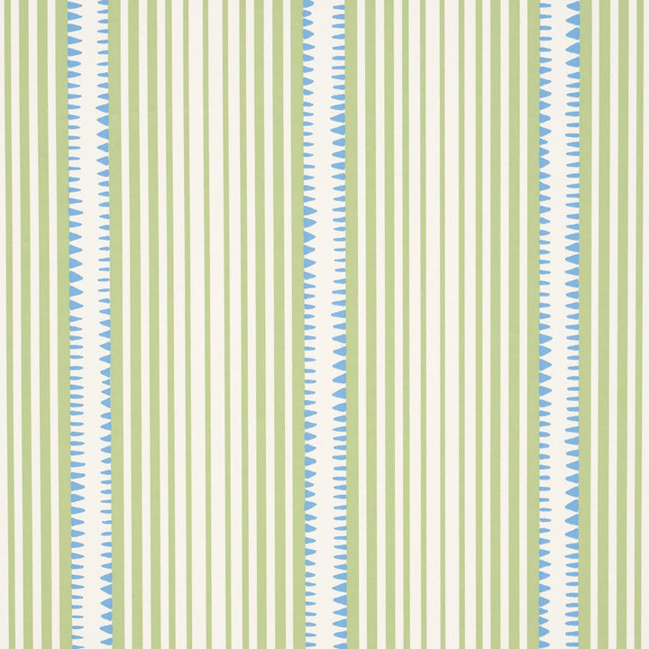 Moncorvo Green & Blue 5008105 by Schumacher Designer Wallpaper Stripes Revisits 27.0" - Swanky Fabrics -