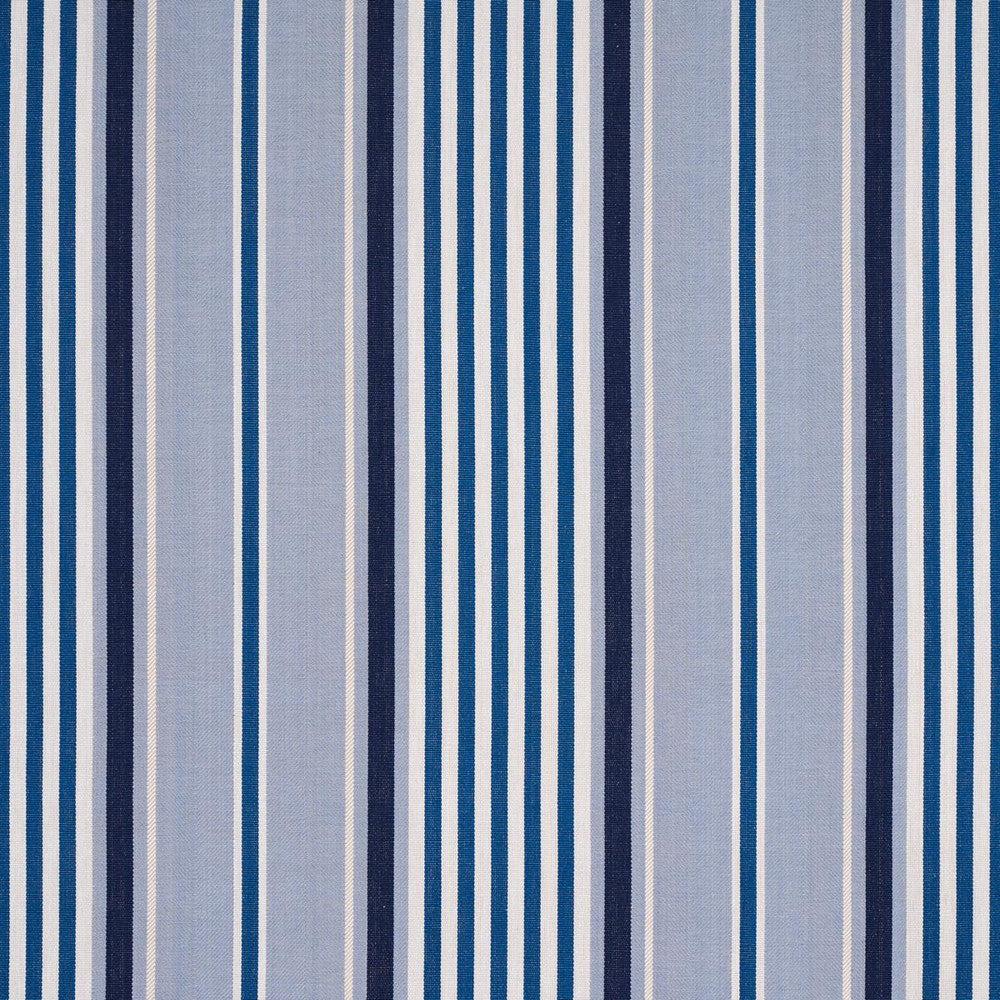 Minzer Cotton Stripe Blue 66014 by Schumacher Fabric Stripes Revisits 13.5" - Fabric Carolina -