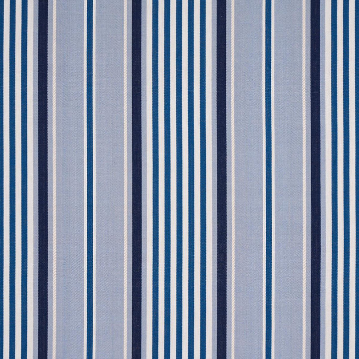 Minzer Cotton Stripe Blue 66014 by Schumacher Fabric Stripes Revisits 13.5" - Fabric Carolina -