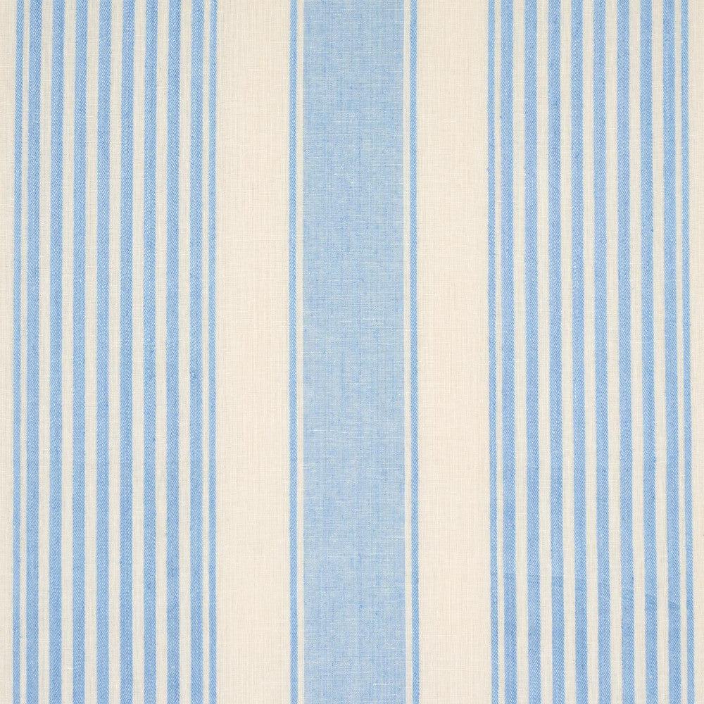 Summerville Linen Stripe Sky 66094 by Schumacher Fabric Stripes Revisits 13.5" - Fabric Carolina -