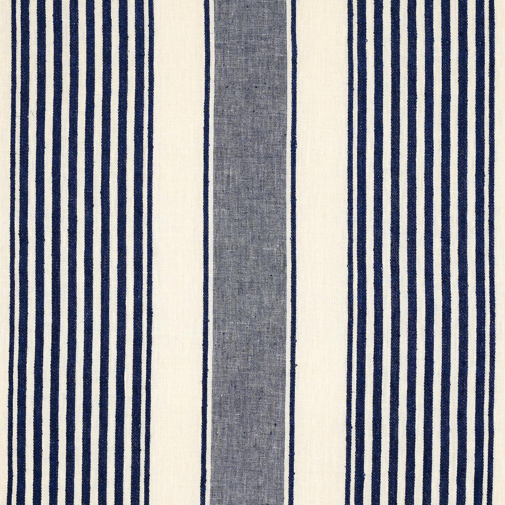 Summerville Linen Stripe Navy 66095 by Schumacher Fabric Stripes Revisits 13.5" - Fabric Carolina -