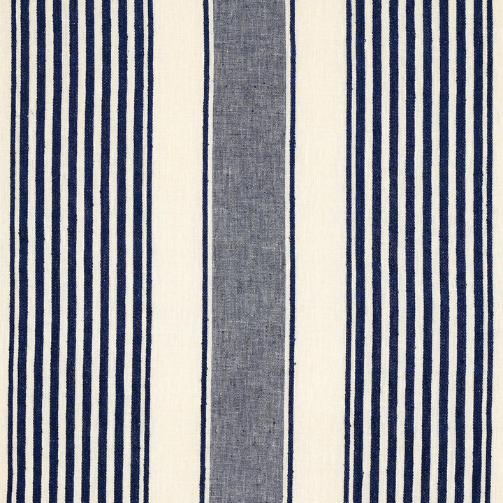 Summerville Linen Stripe Navy 66095 by Schumacher Fabric Stripes Revisits 13.5" - Fabric Carolina -