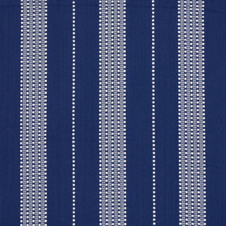 Lubeck Stripe Ivory On Blue 79097 by Schumacher Designer Fabric Stripes Revisits 6.62" - Swanky Fabrics -