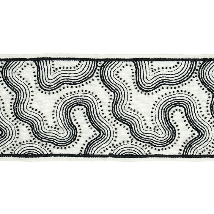 Topo Beaded Tape Black & White 81220 by Schumacher Trim Embroidered And Embellished Trims - Fabric Carolina -