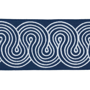 Giraldi Embroidered White On Navy 81253 by Schumacher Trim