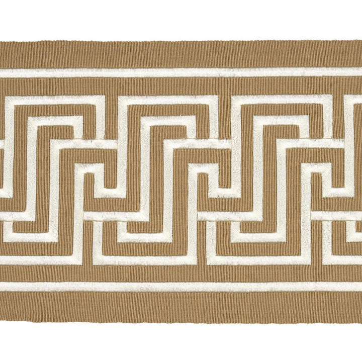 Labyrinth Tape Sand 81261 by Schumacher Designer Trim Embroidered And Embellished Trims 2.5" - Swanky Fabrics -