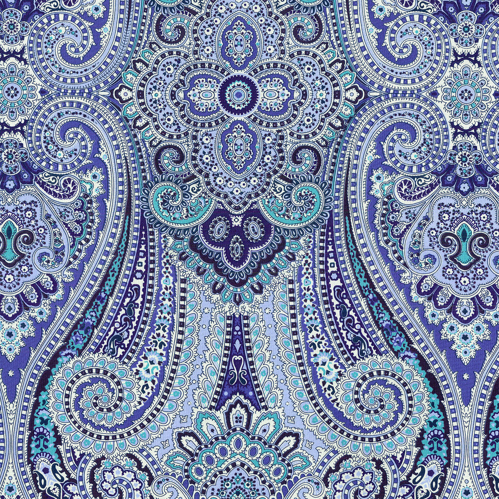 Paisley Pizzazz Delft 677510 by Waverly Fabric - 100% COTTON China 51000 Horizontal: 13.5 and Vertical: 25.25 54 - Fabric Carolina -
