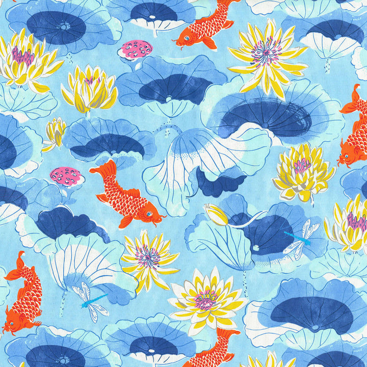 Lotus Lake Cobalt 678690 by Waverly Sun N Shade Fabric - 100% SPUN POLYESTER USA 51000 Horizontal: 27 and Vertical: 27 54 - Fabric Carolina -