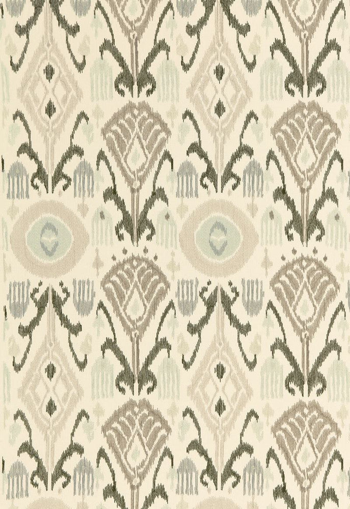 Turkestan Embroidery Moonstone 67870 by Schumacher Fabric Au-Naturel 77% Linen, 23% Polyester Martindale 16,000 Horizontal: 12.75 and Vertical: 22.625 51.5 - Fabric Carolina -