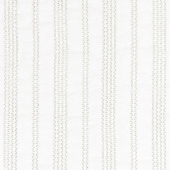 Piero Stripe Embroidery Pearl 67880 by Schumacher Designer Fabric ESSENTIALS: SHEERS & CASEMENTS II See Sample INDIA . </p><p>Repeat: Horizontal: 7 3/8" (19CM) and Vertical: 5/8" (2CM) 51 1/2" WIDE (131CM) - Swanky Fabrics -