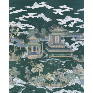 Coromandel Midnight Green 5014162 by Schumacher Wallpaper