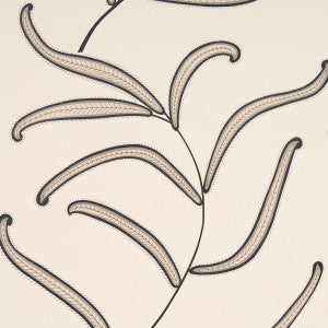 Caterpillar Leaf Black And Cream 5014530 by Schumacher Wallpaper