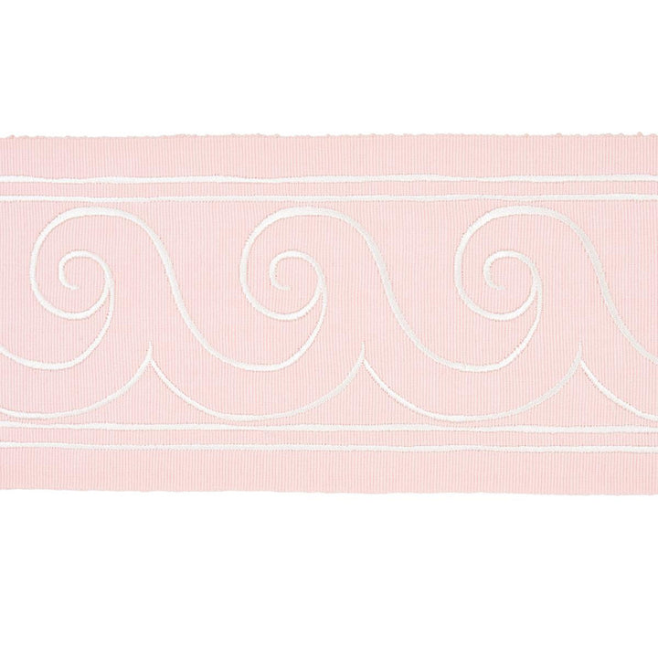Greek Waves White On Blush 70755 by Schumacher Trim Miles Redd 3.3" - Fabric Carolina -