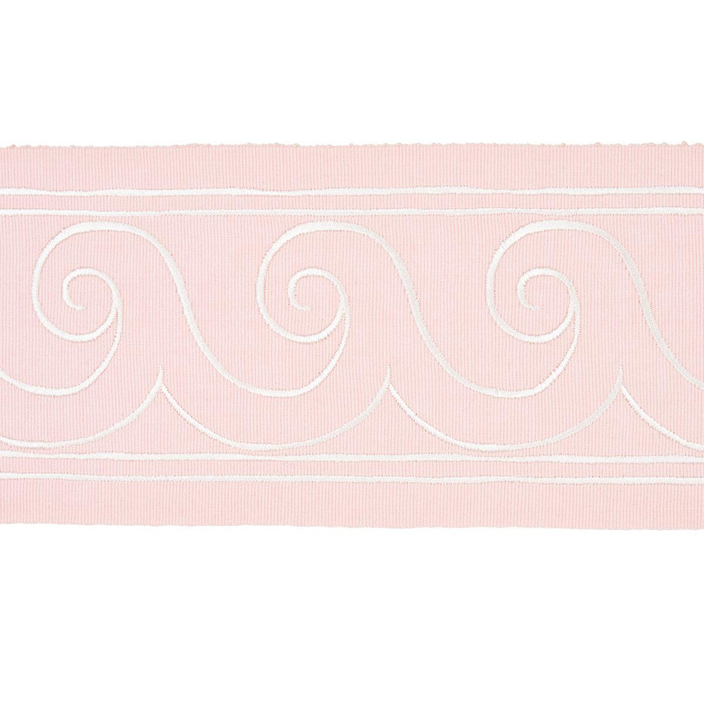 Greek Waves White On Blush 70755 by Schumacher Designer Trim Miles Redd 3.3" - Swanky Fabrics -