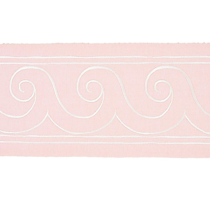 Greek Waves White On Blush 70755 by Schumacher Designer Trim Miles Redd 3.3" - Swanky Fabrics -