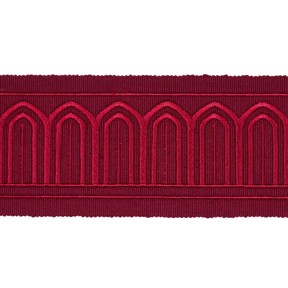 Arches Embroidered Tape Medium Red 70769 by Schumacher Trim Miles Redd 1.8" - Fabric Carolina -