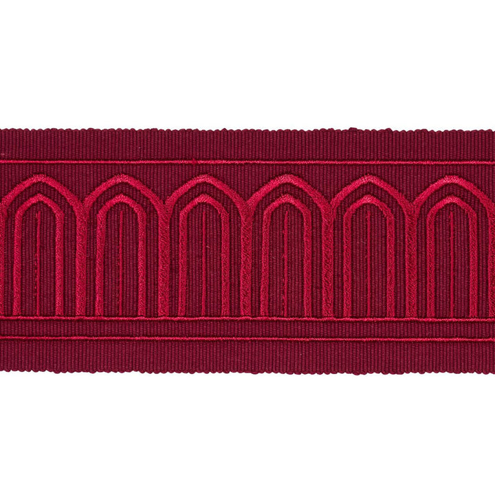 Arches Embroidered Tape Medium Red 70769 by Schumacher Trim Miles Redd 1.8" - Fabric Carolina -