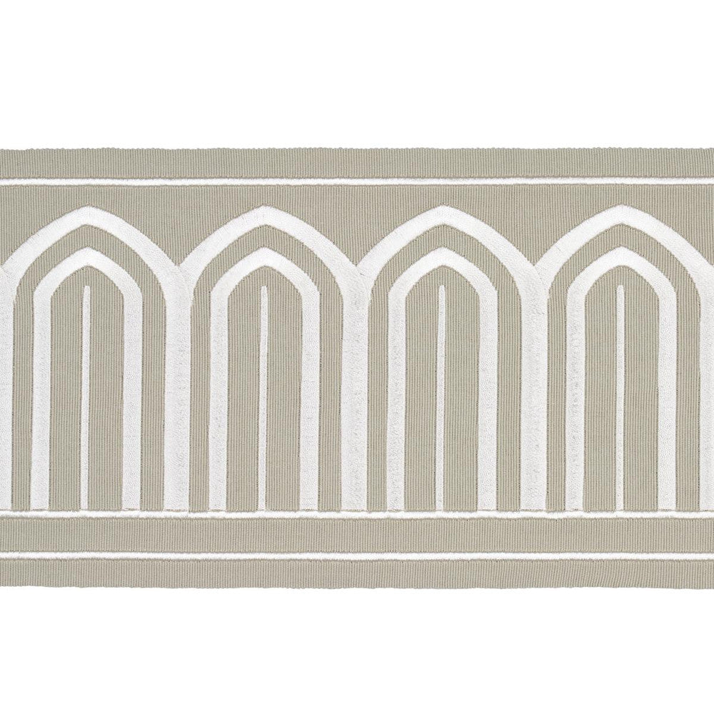 Arches Embroidered Tape Wide Taupe 70776 by Schumacher Trim Miles Redd 5.3" - Fabric Carolina -