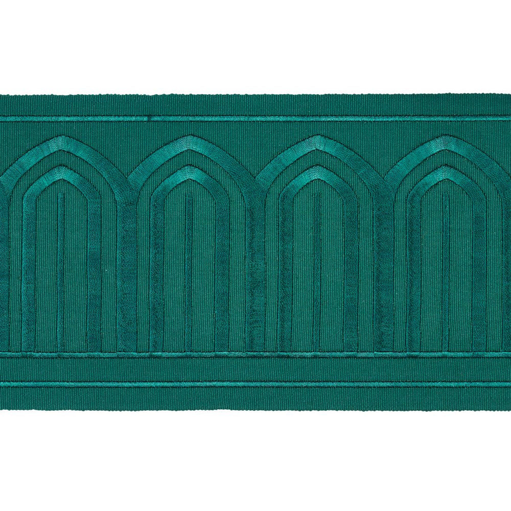 Arches Embroidered Tape Wide Emerald 70779 by Schumacher Trim Miles Redd 5.3" - Fabric Carolina -